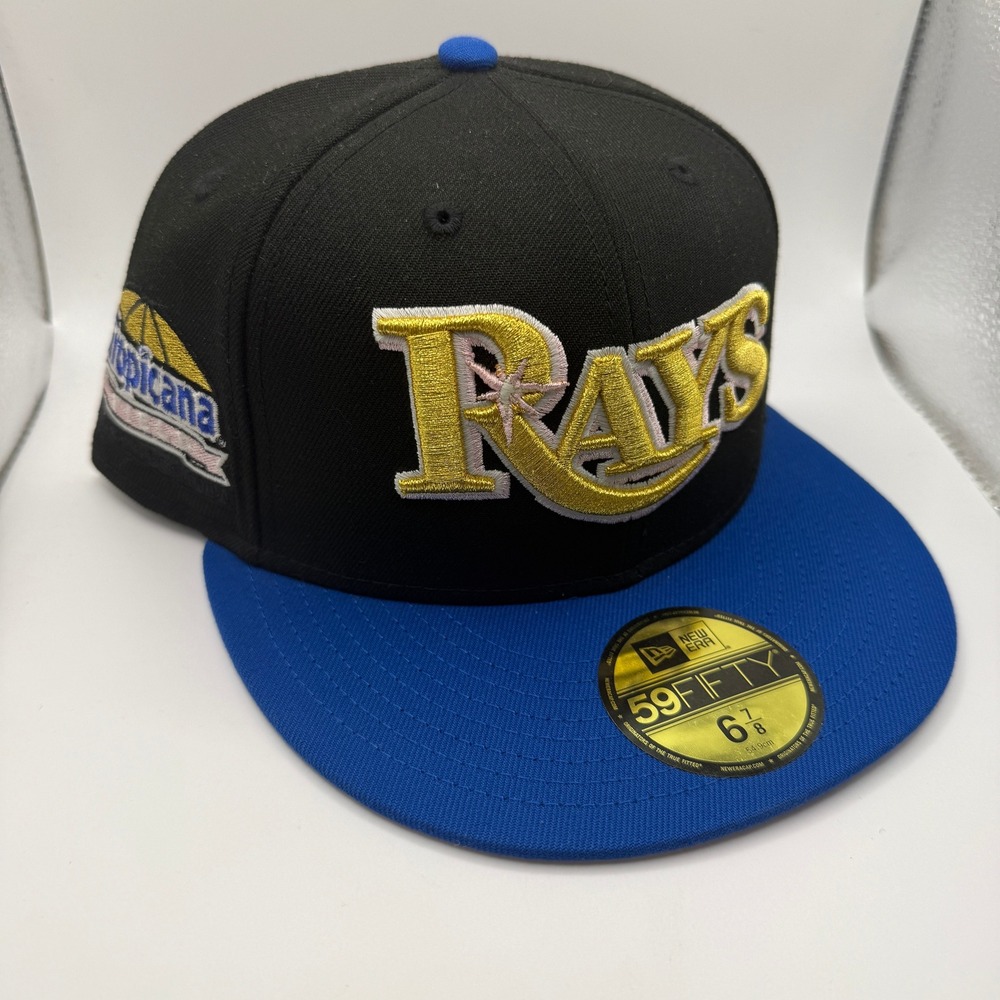 New Era 59FIFTY Tampa Bay Rays Tropicana Field Patch Hat Black Blue Pink 6 7/8